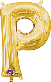 Gold Letter "P" Mylar 16 Inch Balloon
